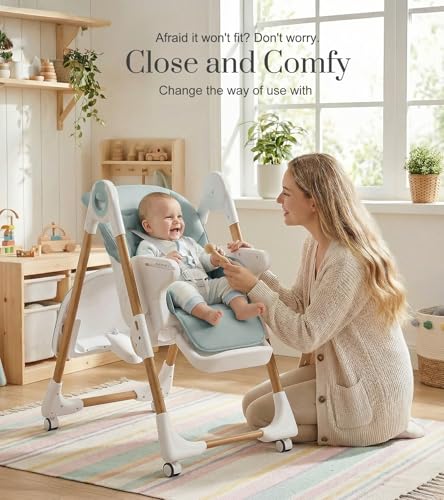Image of Mallify Convertible High Chairs for Babies and Toddlers, Height Adjustable Baby High Chair, High Chair with Removable Tray, Adjustable Backrest, Portable Baby Dinning Chair with Lockable Wheels