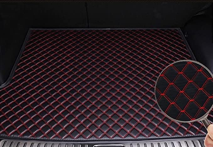 Image of Premium Boot Mat for Model Y Custom Fitted, Luxury Car Boot Mats Compatible with Tesla Model Y, Set of 1 PIECE, 100% Waterproof and Washable, Classic Black with Red Thread