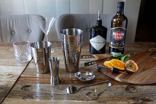 Image of Barcraft 8-Piece Silver Cocktail Shaker Set | Premium Gift Box with Jigger, Ice Tongs, Spoon, Bottle Opener, Pourers | Stainless Steel Cocktail Set for Home Bartenders by thinKitchen