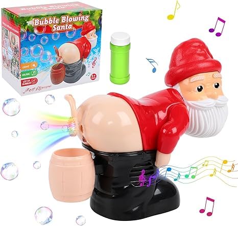 LUYAO Santa Claus Christmas Gnome Bubble Machine, Funny Auto Fart Bubble Blowing Toys, Bubble Making Toys Christmas Stocking Stuffer Gifts, Christmas Gifts