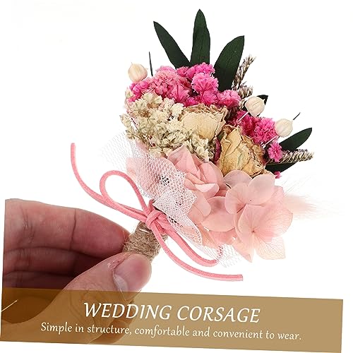 Boutonniere floral seco con hortensia y rosas miniatura 7