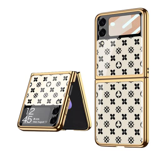 Capa para Samsung Galaxy Z Flip 3, tela dobrável de vidro com estrutura de galvanoplastia Z Flip3 ca