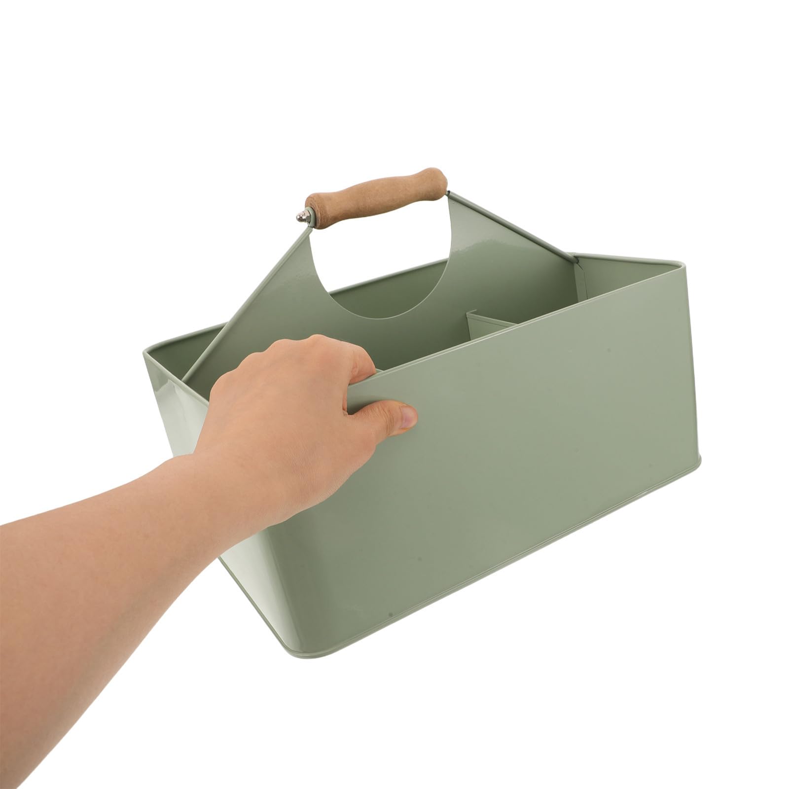 TOYANDONA Caja de Almacenamiento para Semillas de Jardinería de Hierro con 4 Compartimentos y Asa, Fácil de Limpiar, Adecuado para Balcones y Alféizares, Color Verde, Tamaño 29.5x22.6x20 Cm