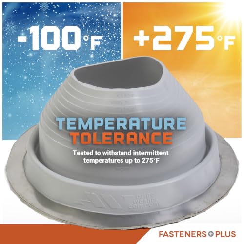 Image of Fasteners Plus #7 Round EPDM Metal Roof Pipe Flashing Boot (Fits 6 inch - 11 inch Pipe OD), Gray