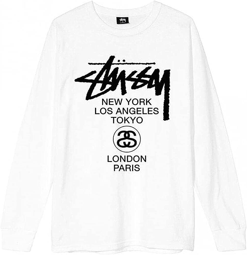 Stussy 3993571 World Tour L/S TEE Graphic Print Long Sleeve T-Shirt