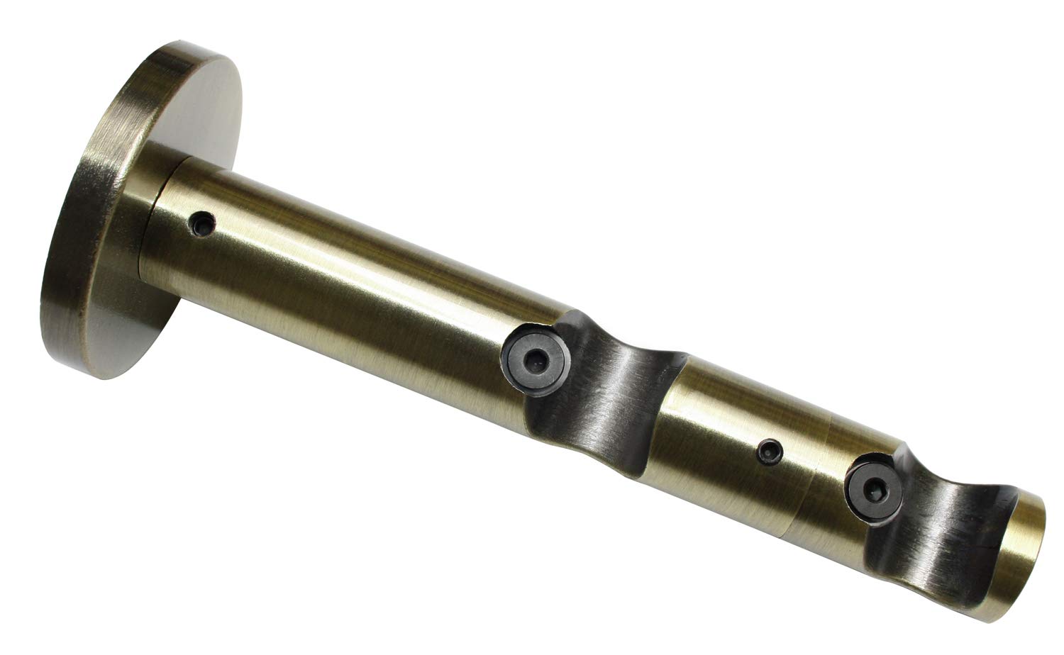 Gardinia Brass Antique Memphis Series Double Combination Bracket With Metal Mounting Plate For Curtain Rods, 2-Track Open, All Mounting Parts Included, Diameter 16 Mm, Metal, Antique Brass
