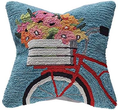 Liora Manne Frontporch Indoor/Outdoor Pillow, 18" Square, Bike Ride