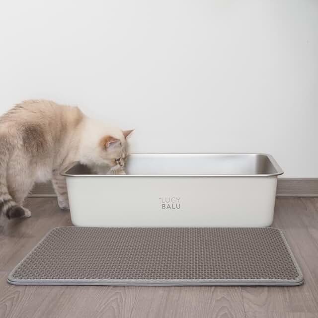 LucyBalu® LOOMAT Collection Mat for Cat Litter, Non-Slip Cat Litter Tray Mat, Two-Layer Cat Mat for Cat Litters, Cat Litter Mat, Hygienic Cat Litter Mat, Litter Mat, Grey product image