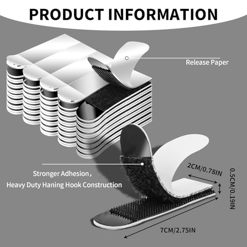 Image of 80 Pcs Picture Hanging Strips, Hanging Pictures Without Nails for Photos, Murals, Wall Decorations (40 Pairs, Black, 69 * 16 MM)