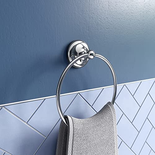 Image of Croydex Flexi-Fix Grosvenor Chrome Easy to Fit Towel Ring, QM701541