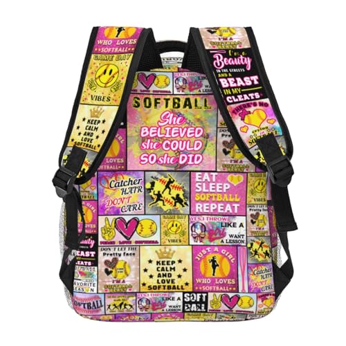 Softball Backpack School Backpacks Durable Softball Bookbag Casual Sport Daypack Travel Bag for Kids Girls Adults Gifts 16 Inch4