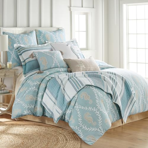 Couette pour très grand lit en coton bleu sarcelle Levtex Home - 4
