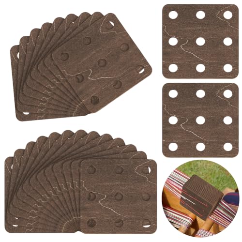 AHANDMAKER - AHANDMAKER Lot de 24 cartes de tissage carrées en bois de 5,5 x 5,5 cm, 9 trous, outils de tissage faits à la main, fournitures de tissage pour métier à tricoter ou accessoires de métier à tisser à