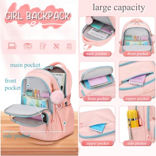 EKUIZAI Classic Girls Backpack Middle School Solid Color School Bag Casual Backpack for Teen Girls3