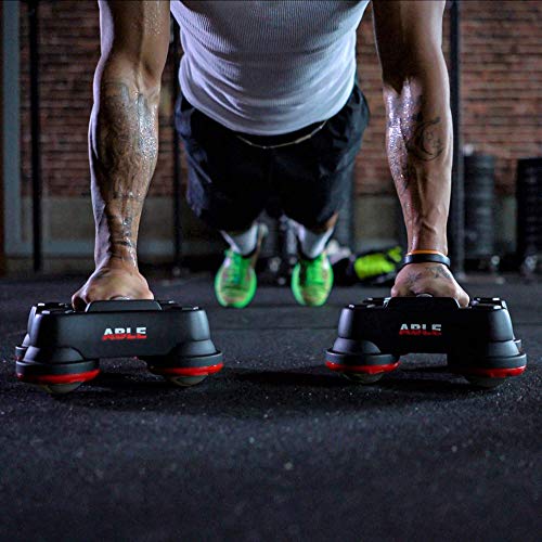 Patented ABLE Fitness System - Ab Roller Wheel, Push-Up Bars, Core Sliders, and Chest Workout Equipment (Sold As a Pair)