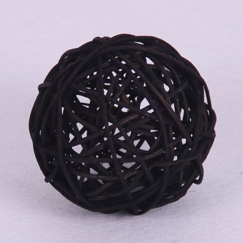 Worldoor 20pcs Wicker Rattan Decorative Balls Table Wedding Party Christmas Season Home Decoration (Black, Diameter 1.2 Inch)