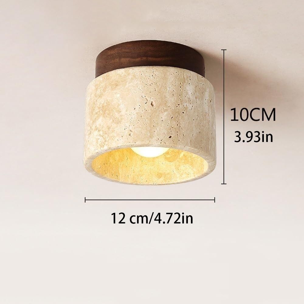 Cylinder Marmurowa Lampy Sufitowa, Żółty Trawertyn Oświetlenie Sufitowe Nordycki Współczesny Lampy Sufitowa Do Montażu Podtynkowego Do Schodów Sypialni Hotel