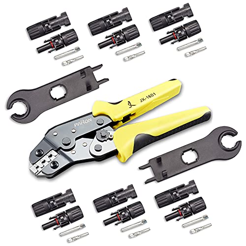 PARON Solar Tools Solar Connectors Tool Solar Crimping Tool with 2pcs Wrench and 6pairs Solar Connectors, Solar Installation Tool Crimping Tool for MC4 Connector 14-10 AWG (2.5-6.0mmÂ²)