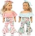 Fashion 2-Sets Doll Clothes Accessories for 18 inch Girl Doll Include Top, Pants, Headbands