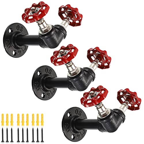 Tolida 3 Piezas Ganchos Dobles-Tubos de Hierro Estilo Industrial Vintage Ganchos para Plomería Negro para Toallas Ropa Hervidor Plantas en Maceta Balcón Baño Cover