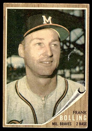 1962 Topps #130 GRN Frank Bolling Milwaukee Braves (Baseball Card) (Green Tint) FAIR Braves