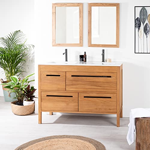 Wanda collection Mueble baño de Teca y cerámica Sira 120 cm Cover