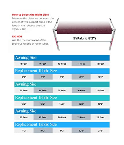 Sunwave- Rv Awning Fabric Replacement | Rv Electric Awning Fabric Replacement | Premium Vinyl Rv Canopy | Awning Replacement (9', Burgundy Fade) #TOP3