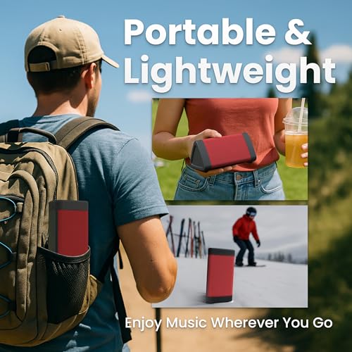Image of OontZ Angle 3 (4th Gen) - Portable Bluetooth Speaker, 12W Stereo Sound, 24 Hour Playtime, Rich Bass, 100 Foot Wireless Range, Waterproof, Home, Outdoor, Travel, Great Gift (Red)