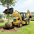 Mini Towable Backhoe Loader with 4x4 Front Loader Bucket and Rear Excavator, Compact Hydraulic Construction Equipment for Farm, Landscaping and Utility Projects