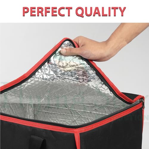Image of DOUBLE R BAGS Polycarbonate Insulated Grocery & Food Delivery Thermal Bag | Hot & Cold Storage Box for Restaurants | Large Red (34x36x41.9 cm) 1 Compartment, 1 Pocket | (Pack of 1)