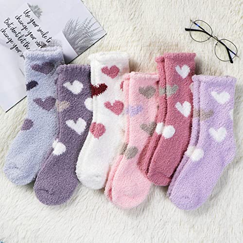 Toes Home SKS60081TX Plush Slipper Socks Women - Colorful Warm Fuzzy Crew Socks Cozy Soft 6 Pairs thumb #6