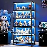 JOIHGA 5 Tier Curio Display Cabinet with Acrylic Glass Door, Large Capacity Storage Cabinet Collectibles Toy Organizers Rack & Display Shelf, Kids Bookshelf and Bookcase for Playroom, Bedroom
