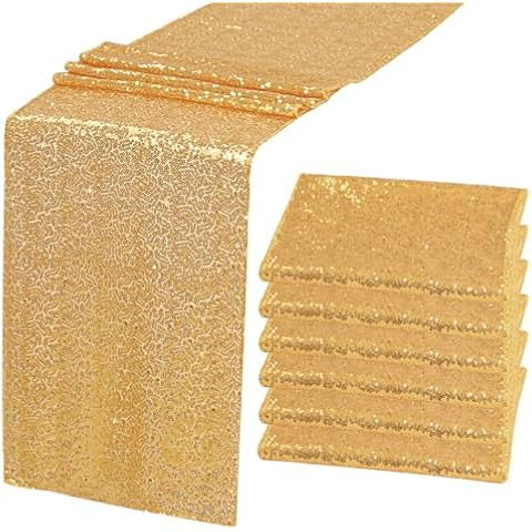 JALANCY Champagne Gold Sequin Table Runners Cover