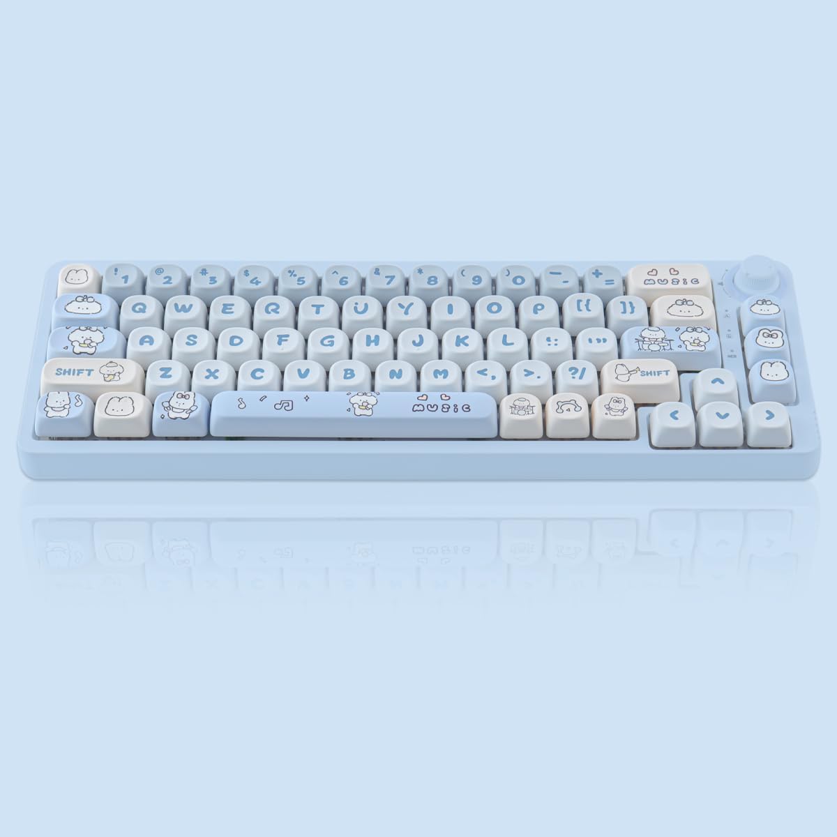 PBT MOA Keycaps - Cute Custom Keycap Set, 139 Keys, Dye-Sublimation for 61/64/68/84/87/100/104/108 Cherry MX Mechanical Keyboard (Band Puppies)