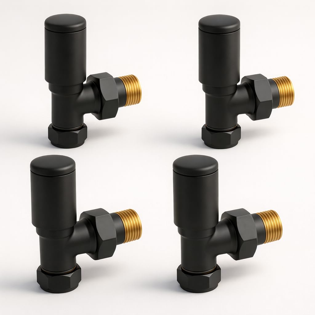 Kartell K-Rad Angled Modern Radiator Valve 15mm – Matte Black – for Radiators & Towel Rails (4)