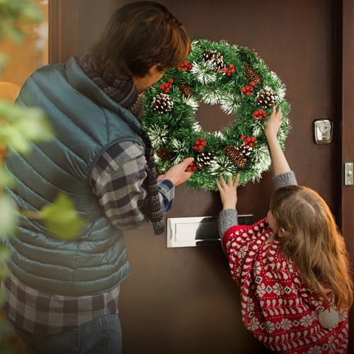 Mr.Kiangci Christmas Wreath For Door,Pre-Lit Artificial Christmas Wreaths For Front Door With Pine Cones,Berries,8 Modes&Timer,50 Led Lights For Outdoor Decorations thumb #5