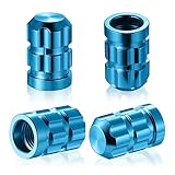 QUARKACE Tire Valve Stem Caps, Bright Color, Corrosion Resistant Coating, Universal Anodized Aluminum Tire Valve Covers for Cars, Trucks, Motorcycles and Bikes, 4pcs Pale Blue