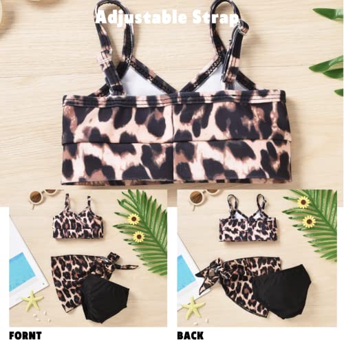 Toddler Girls Bikini Set Little Bathing Suit Swimwear Swimsuit Swimming Beach Wear With Sarongs Cover Ups Beach Skirt Leopard Cheetah 3-4T #TOP3