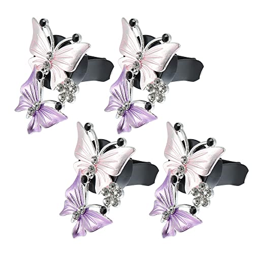 Image of X AUTOHAUX Car Butterfly Shape Clips for Air Conditioner Outlet Vent Decorations Clip Pink 4 Pcs