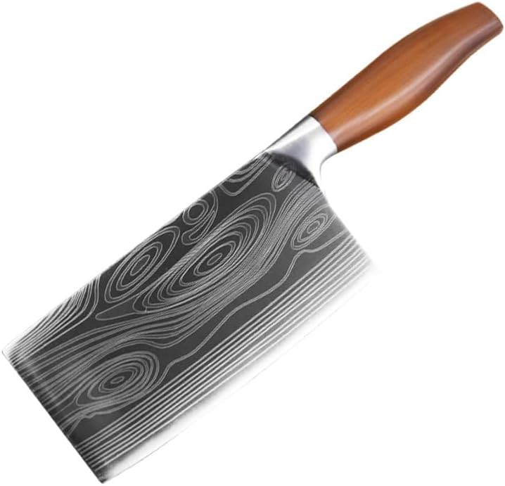 Meat Cleaver,Cleaver Knife 7 Inch Damascus Pattern Chef Knife Stainless Steel Kitchen Knife Japanese Cleaver Knives Meat Fish Slicing Knife Butcher Knife Cooking Tools, LAMAJIGA5844