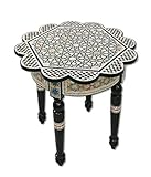 W165 Handmade Mother of Pearl Inlaid Art Egyptian Round/Rose End Side Table