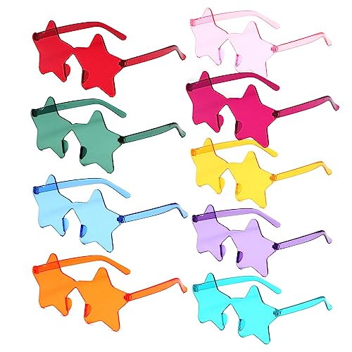 9 Pack Star Kids Sunglasses, Colorful Rimless Star Shaped Glasses, Unisex Party Favors Supplies for Birthday, Beach - Main Image