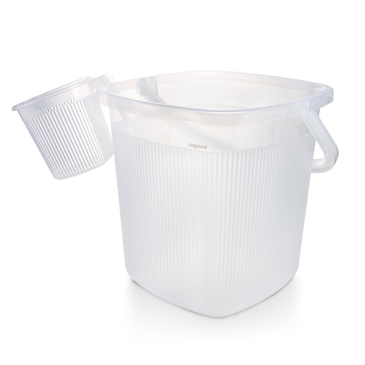 Nayasa Rimmy Plastic Bucket Set for Bathroom | Bucket and Mug (18 Liters & 1.5 Liters) | Bathroom Set of 2 | Bathroom Accessories Set | Bathroom Bucket Set | Transparent 2