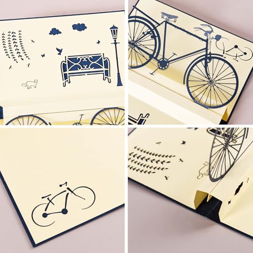 Pop Up Karte Fahrrad, Fahrradkarte, Glückwunschkarte mit Fahrrad in 3D, Popup Glückwunschkarte,Geburtstagskarte für Familien, Ihre Freunde, Klassenkameraden, Lehrer usw