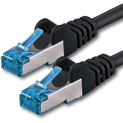 1aTTack.de 3m - CAT6a - network cable black - 1 piece CAT 6 A patch cable 10000 Mbit s SFTP PIMF 500 MHz compatible with CAT5 CAT6 CAT7 CAT8 DSL Internet Switch Router Cover