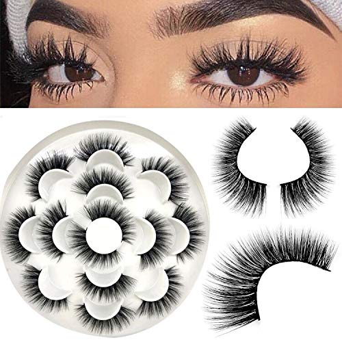 3D Mink Lashes False Eyelashes Strips with Volume Natural Look Wispy Lashes 100% Handmade Reusable 7Pairs Lashes Wholesale (A60- eye lashes pack)