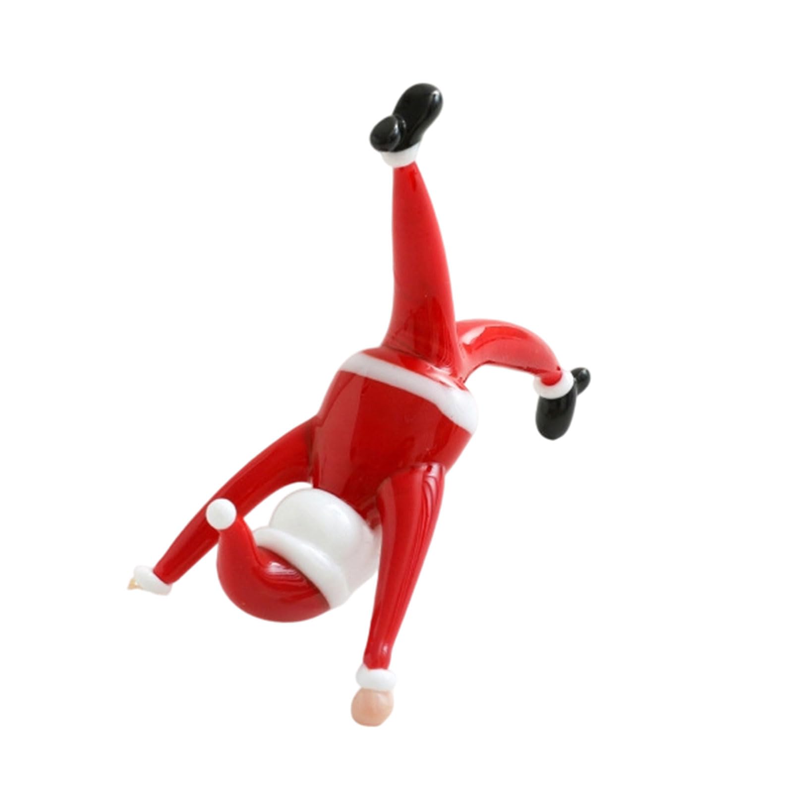 FOLODA Glass Yogas Santa Clauses Figurines Santa Clauses Ornament Christmas Decorations for New Year Xmases Party Tabletop Decors Christmas Decorative Figurines
