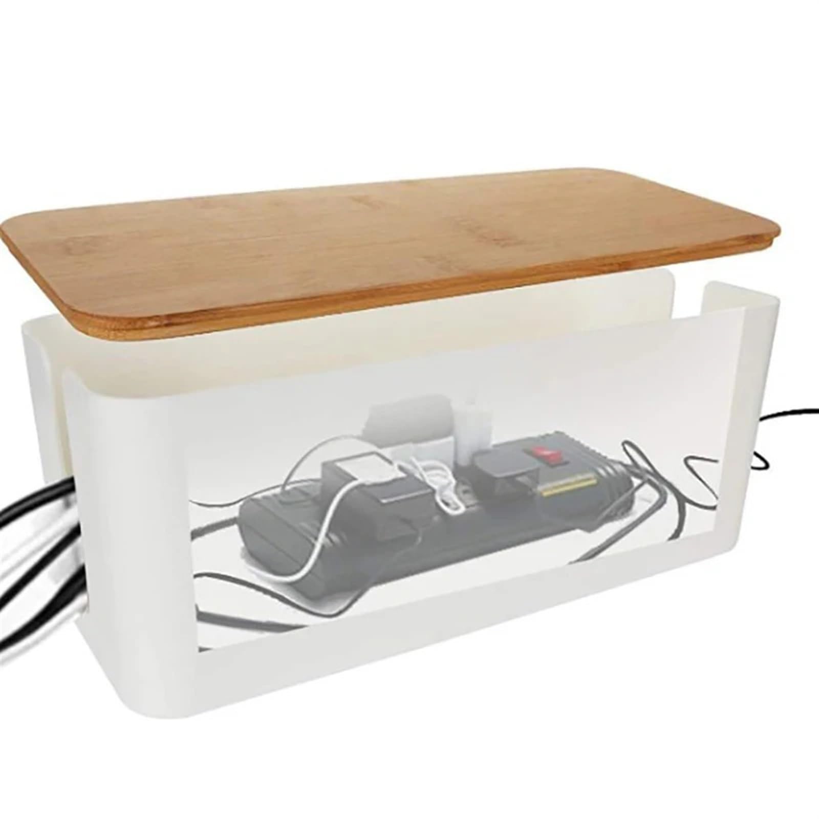 Caja Para Cables Caja de almacenamiento cables regleta enchufes Organizador gestión línea eléctrica madera Cargador a prueba polvo Toma corriente Contenedor red(Style01)