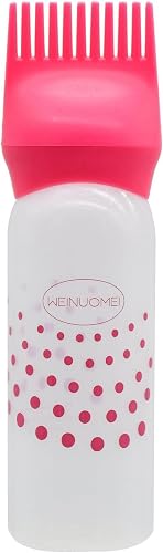 Root Comb Applicator Bottle with Graduated Scale and Brush Comb-Pink