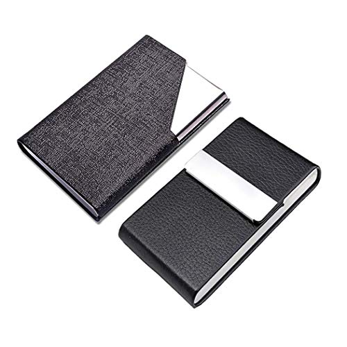 Preisvergleich Produktbild 2PCS PU Leder Visitenkarte Zigaretten Halter Edelstahl Schwarz Zigaretten Kasten